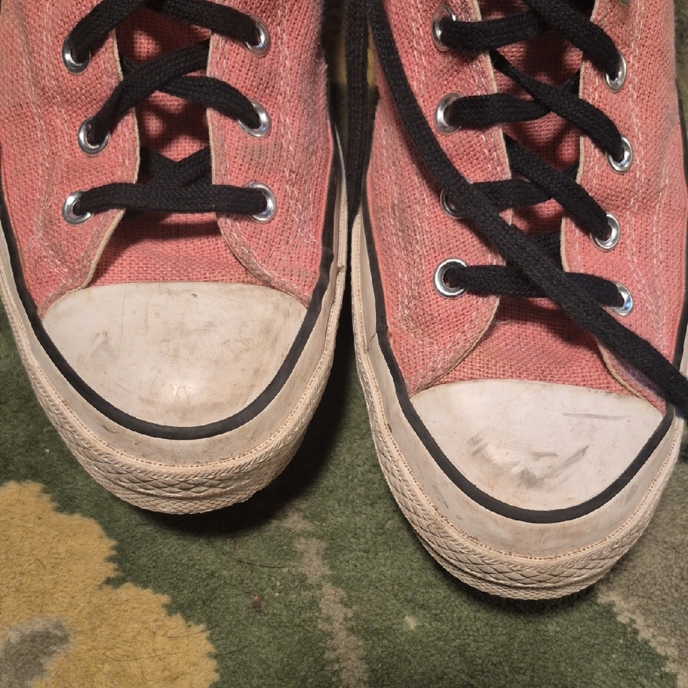 Converse Pink Canvas High-Tops with Black Accents - Picture 6 of 10